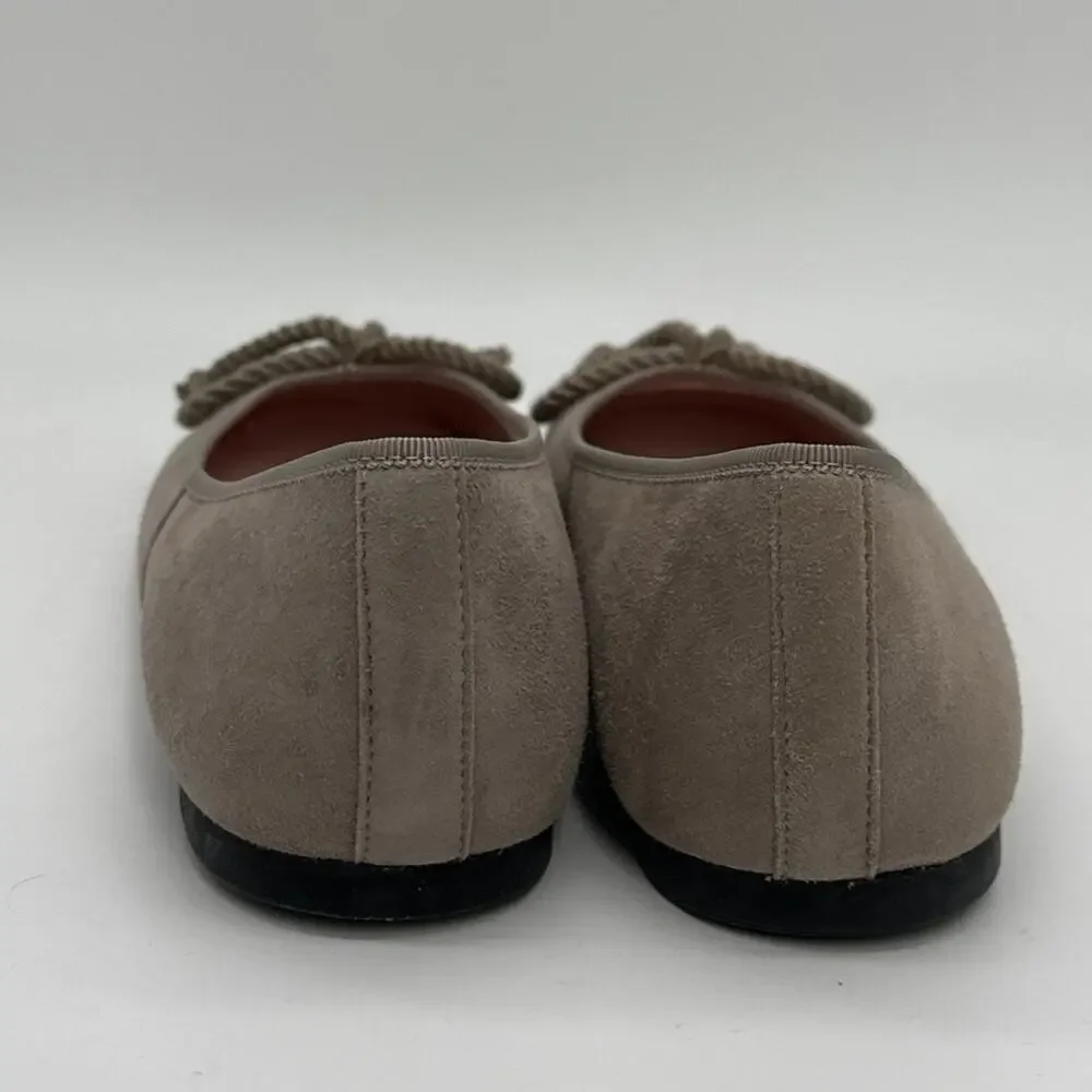 Pretty Ballerinas Rosario Classic Taupe Rope Bow Flats Shoes Sz EU 37 US 6.5-7
